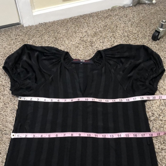 Martin Grant Striped Balloon Midi Dress Size US 4 French 36 Black Puff Sleeve - Picture 9 of 13